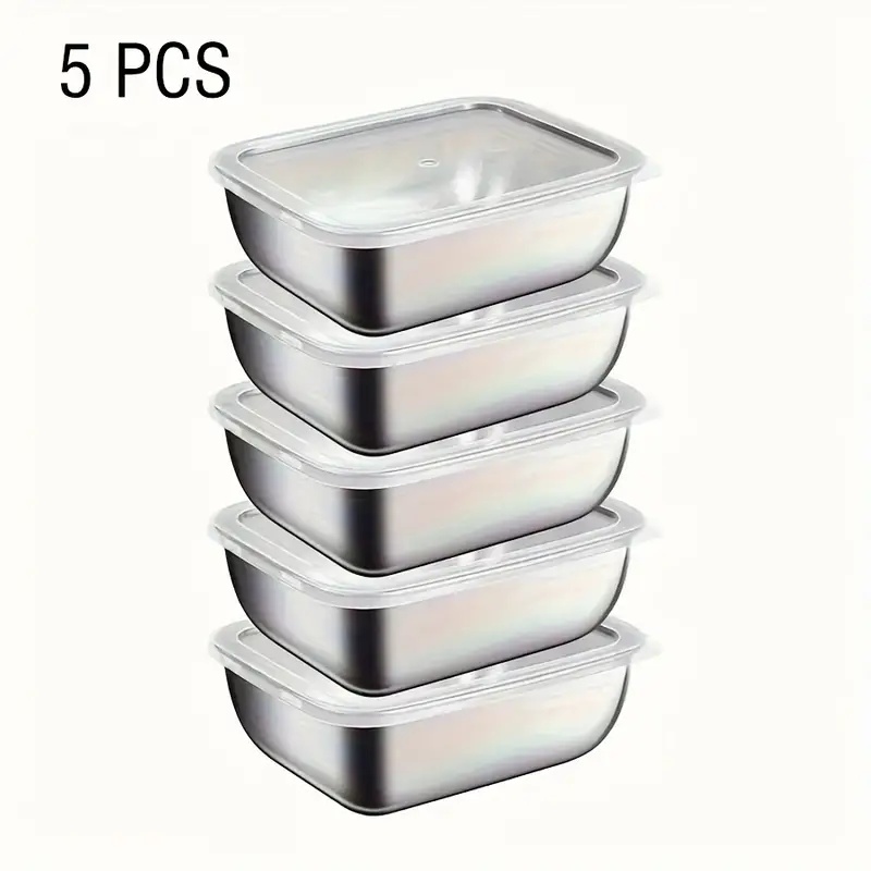 Meal Prep Chef - 5-Piece Stainless Steel Food Storage Containers,