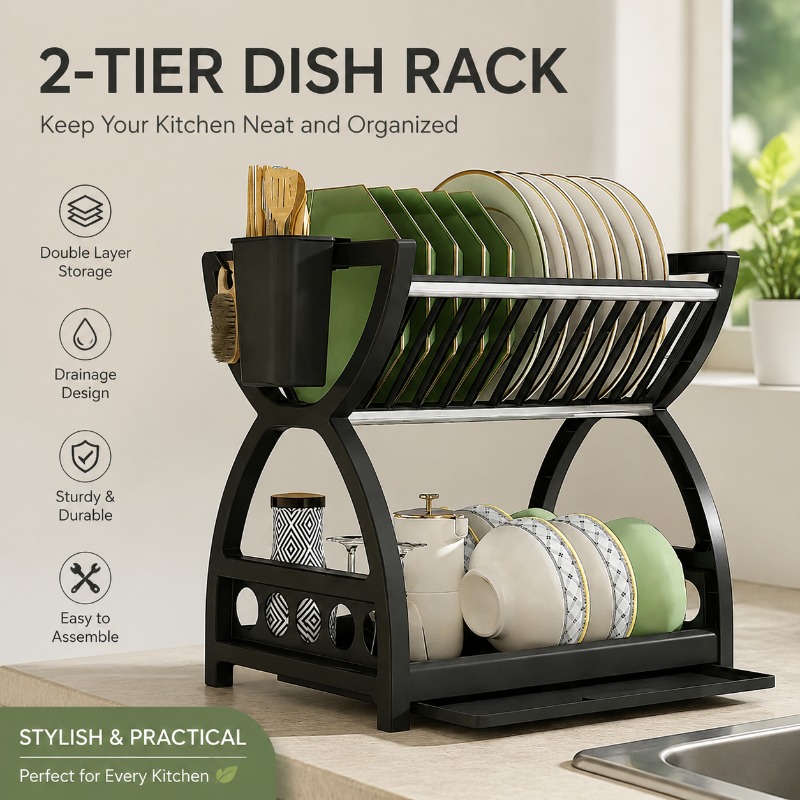 2 Tier Dish Drying Rack Kitche - огляд і ціна Meal Prep Organizer