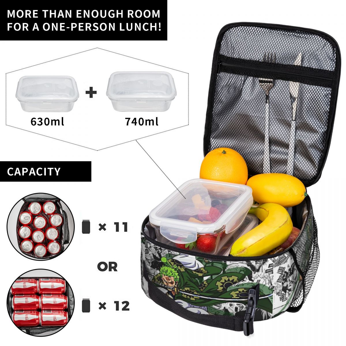 Custom Zoro O-One P-Piece Anim - огляд і ціна Meal Prep Bag